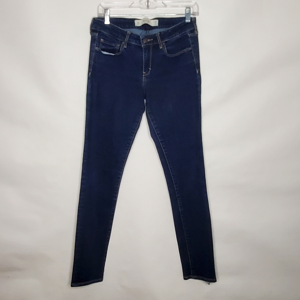 Abercrombie & Fitch Low Rise Dark Wash Jeans Size 28 Embroidered Pockets Y2K